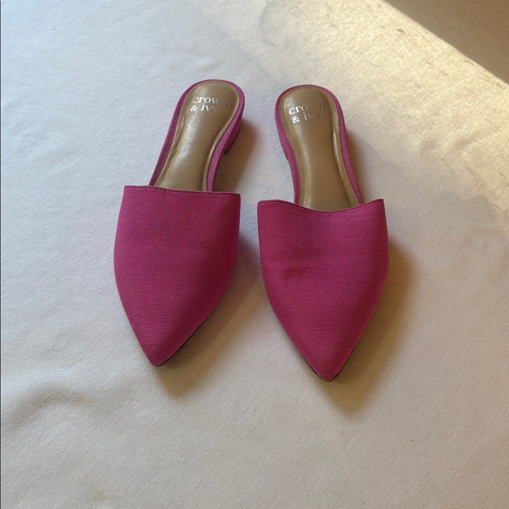 Crown & Ivy Fuchsia Slip-On Mules Shoes